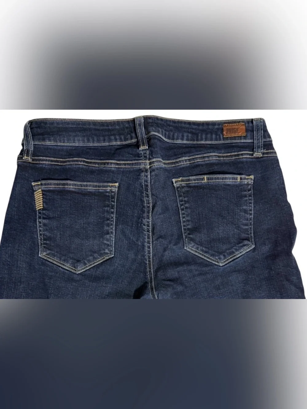 PAIGE Women’s Bermuda Denim Short Size 29 Dark Wash Stretch Cuffed Raw Hem Jorts